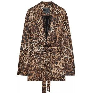 Zara Leopard Print Belted Jacket - Brown & Black